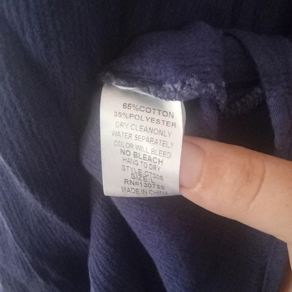 Umgee Blue Tan Embroidered Boho Lightweight Cotton Blend Tunic Top Size Large - Picture 9 of 9